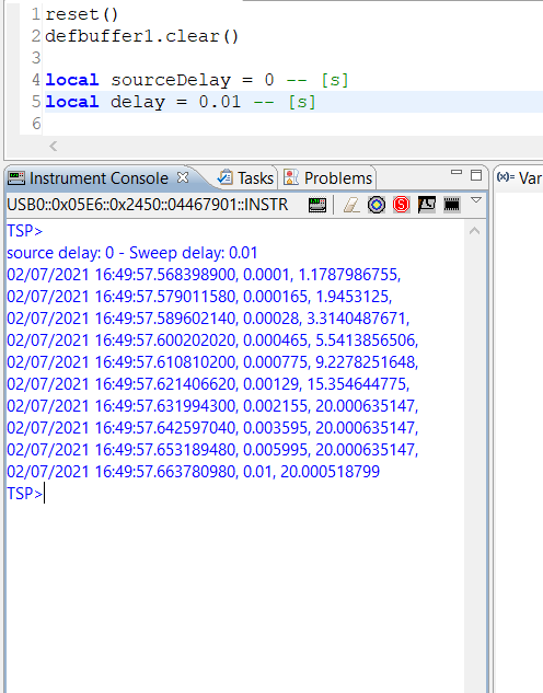 sweep test - delay 10ms